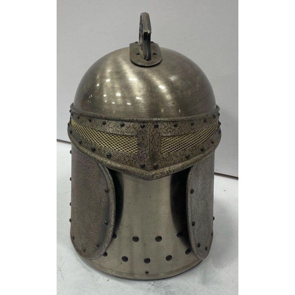Vtg 1970s Medieval Knight Helmet Pewtertone‎ Olde Tankardware Liquor Cabinet